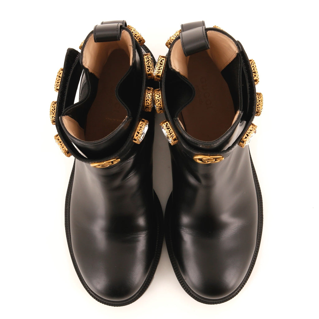 Women's GG Trip Ankle Boots Leather with Crystals