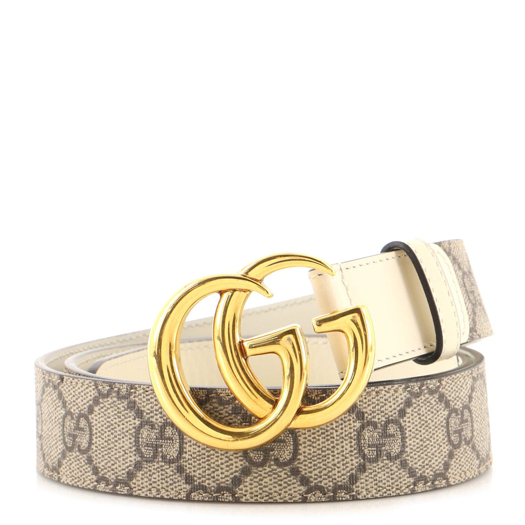 GG Marmont Belt Leather and Coated Canvas Thin 95