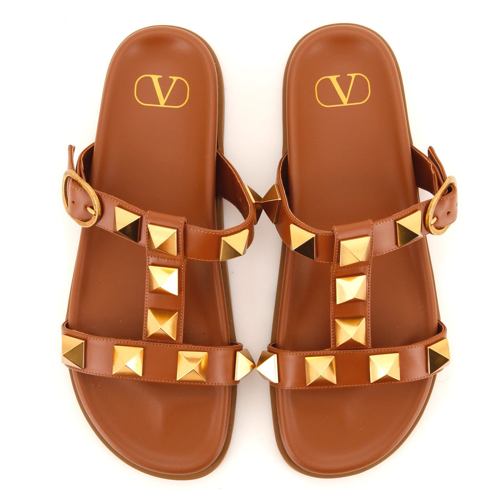 Women's Roman Stud Flat Sandals Leather