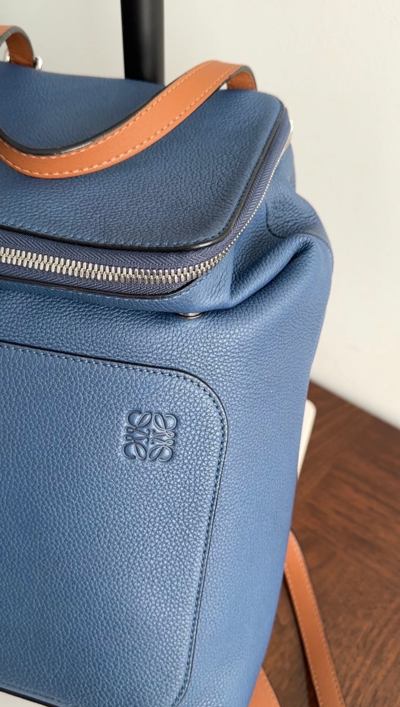 Loewe Blue and Brown Leather Goya Backpack