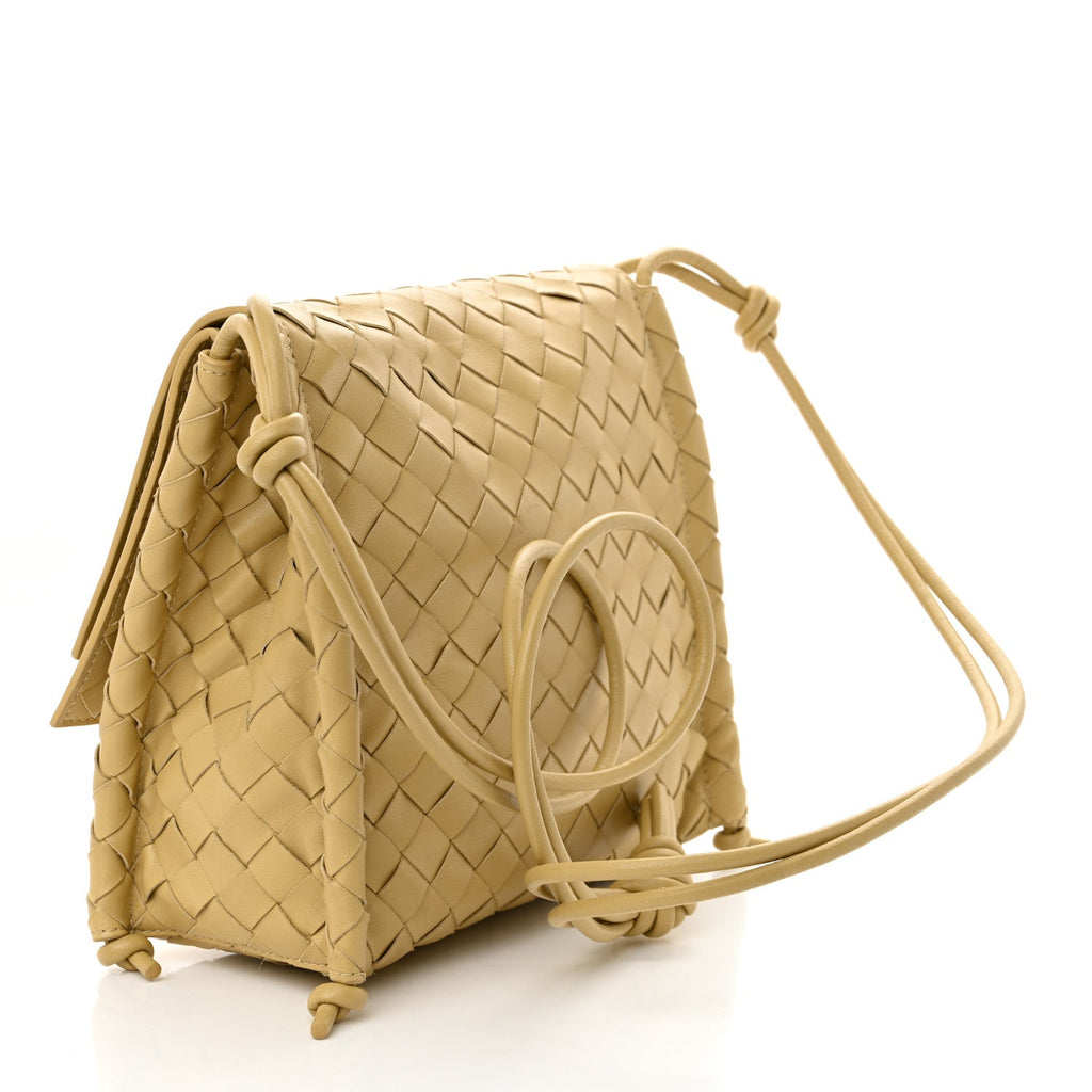 Nappa Intrecciato Small Knot Flap Crossbody Tapioca