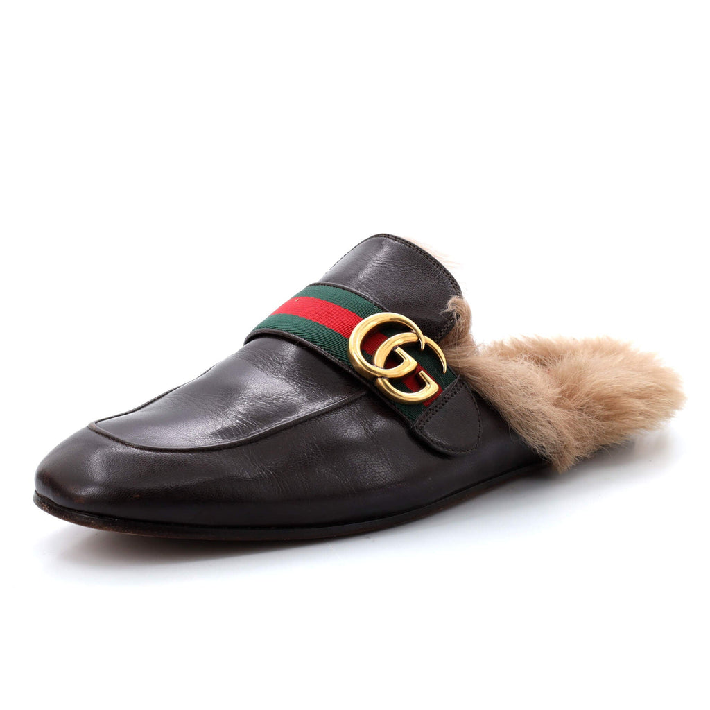 Men's Princetown Mules Leather with Fur