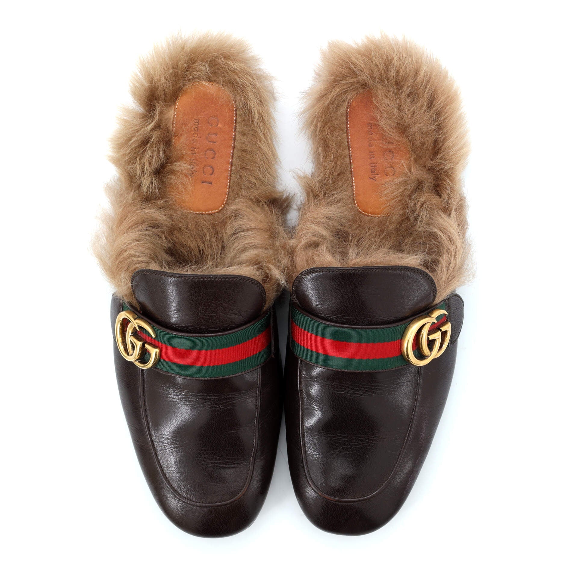 Men's Princetown Mules Leather with Fur