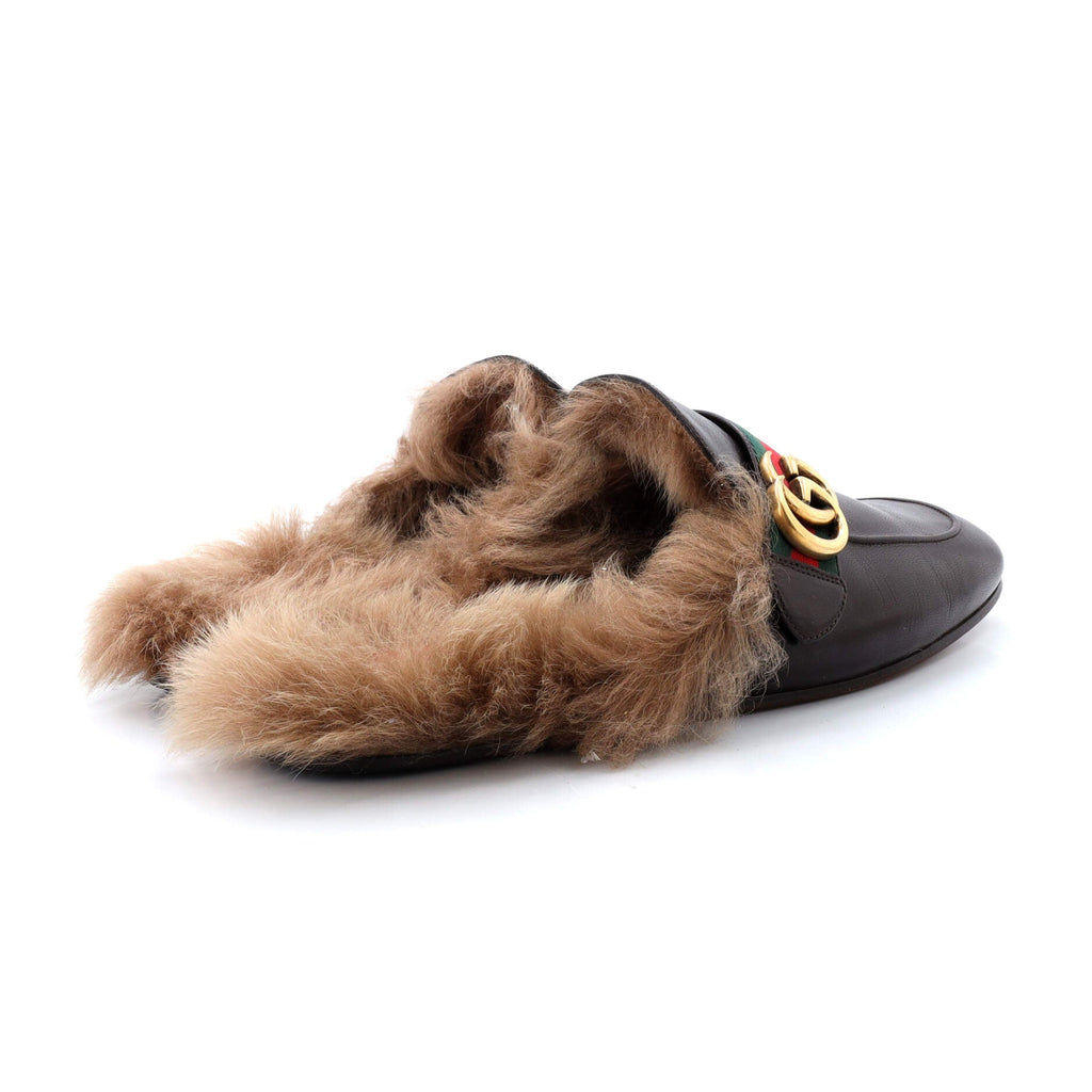 Men's Princetown Mules Leather with Fur