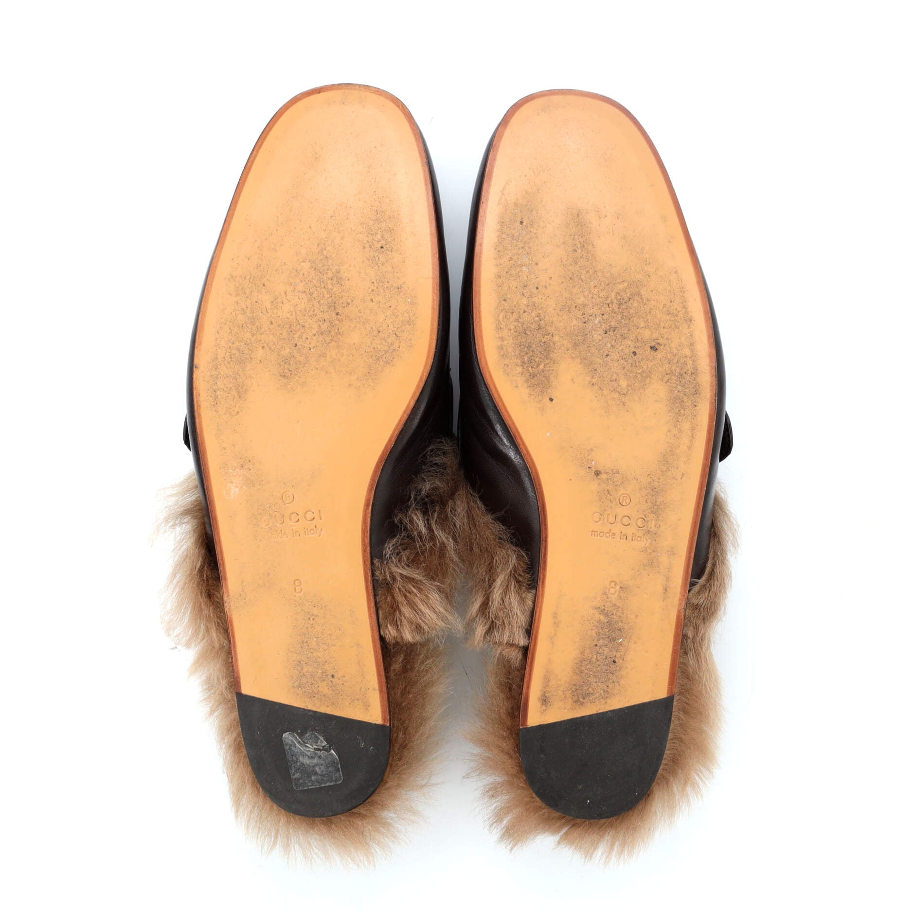 Men's Princetown Mules Leather with Fur