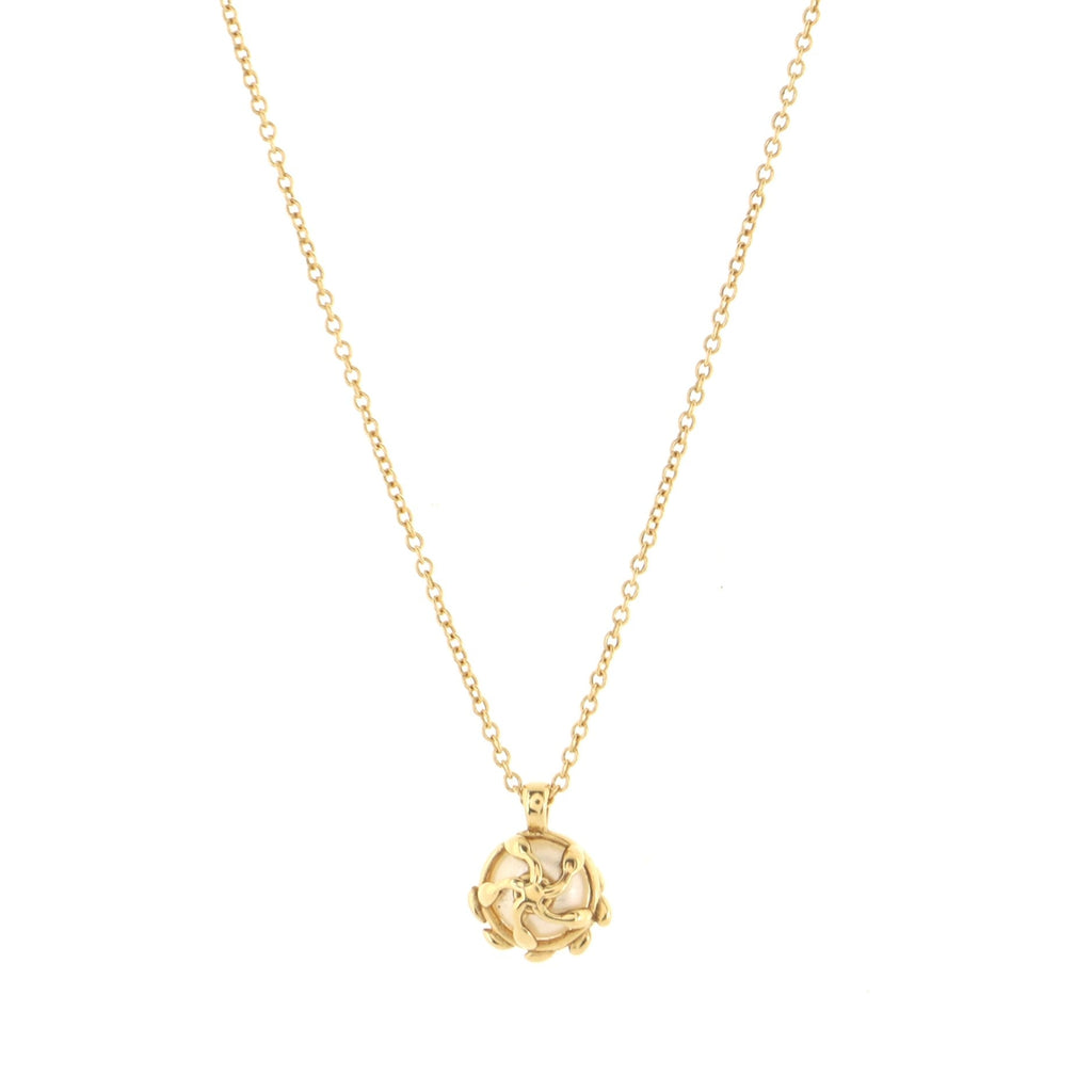 Paloma Picasso Olive Leaf Pendant Necklace 18K Yellow Gold with Pearl