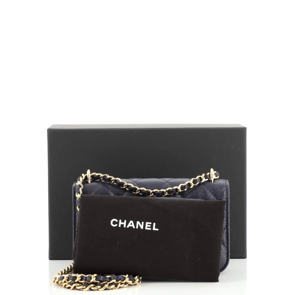 Pocket Twins Clutch with Chain Quilted Caviar