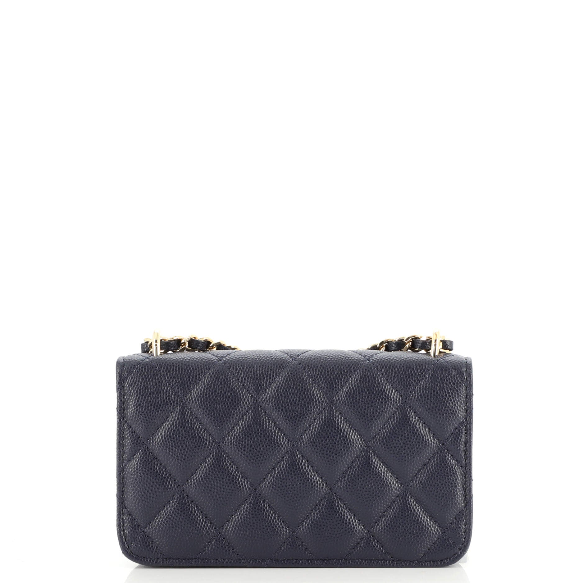 Pocket Twins Clutch with Chain Quilted Caviar