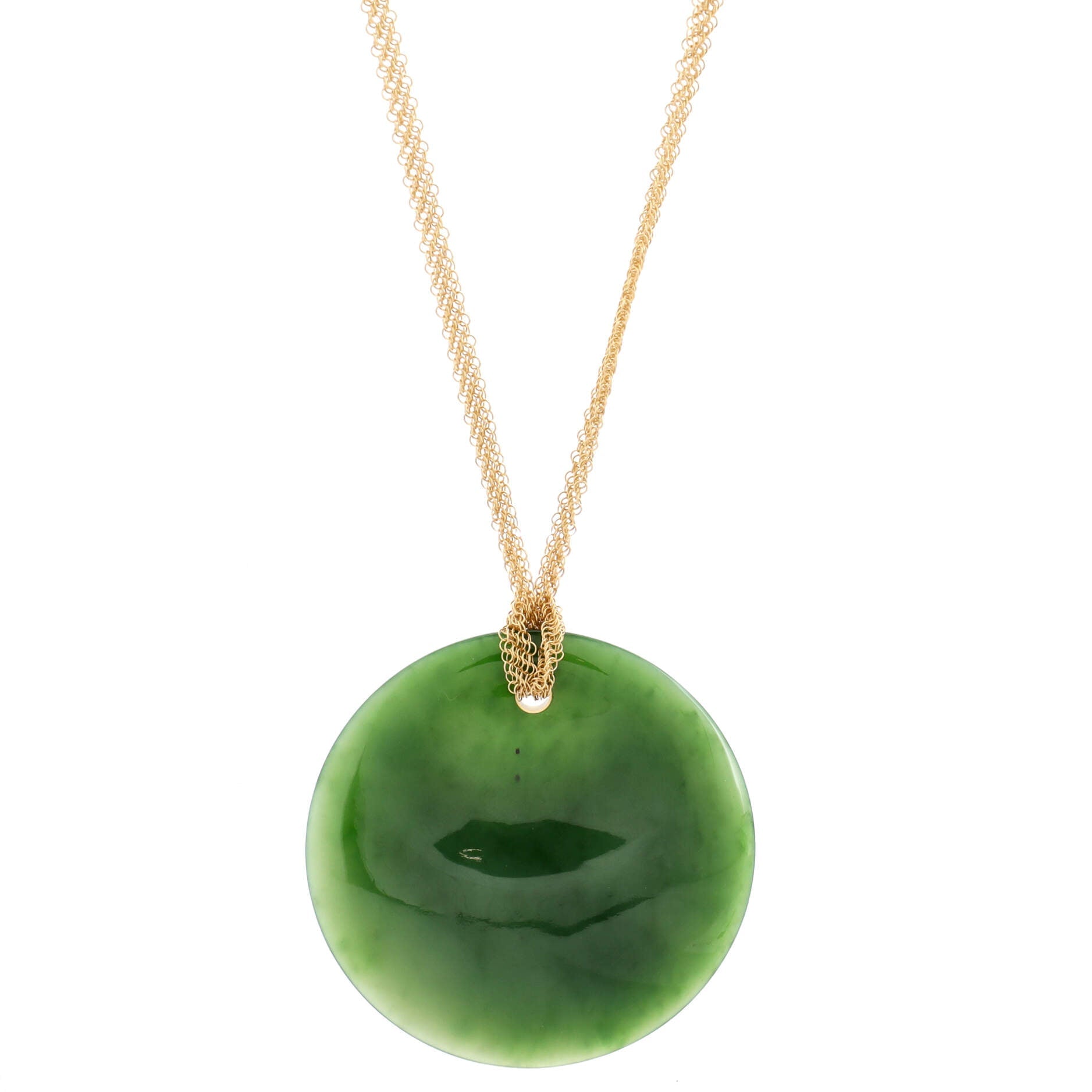 Elsa Peretti Nephrite Pendant Necklace 18K Yellow Gold with Jade