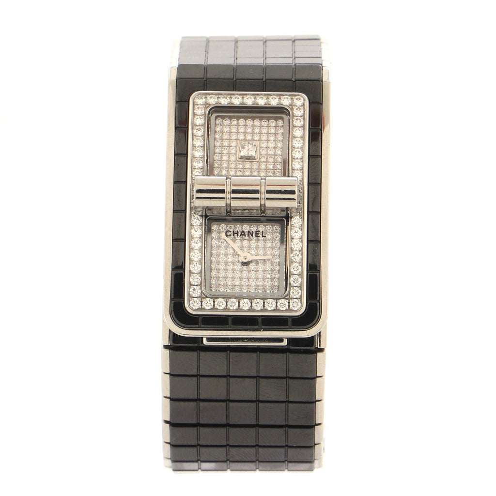 Code Coco Quartz Watch Stainless Steel and Ceramic with Diamond Bezel, Markers and Dial 21
