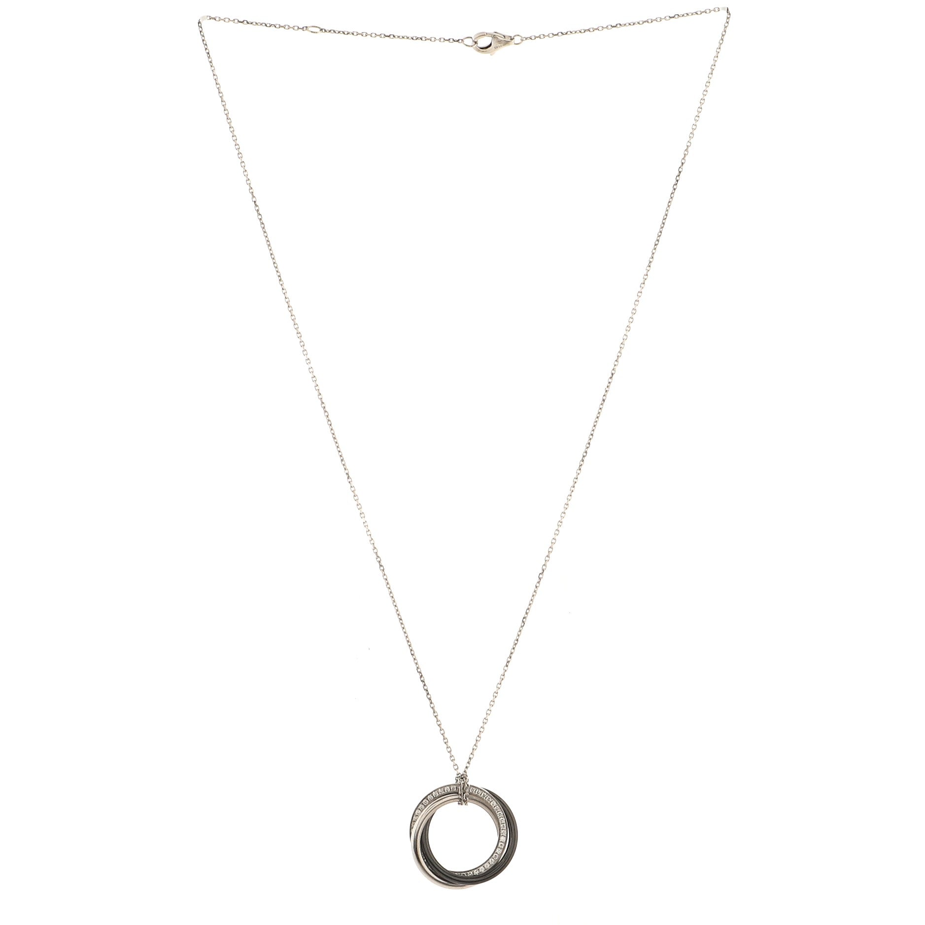 Trinity Pendant Necklace 18K White Gold with Diamonds and Ceramic