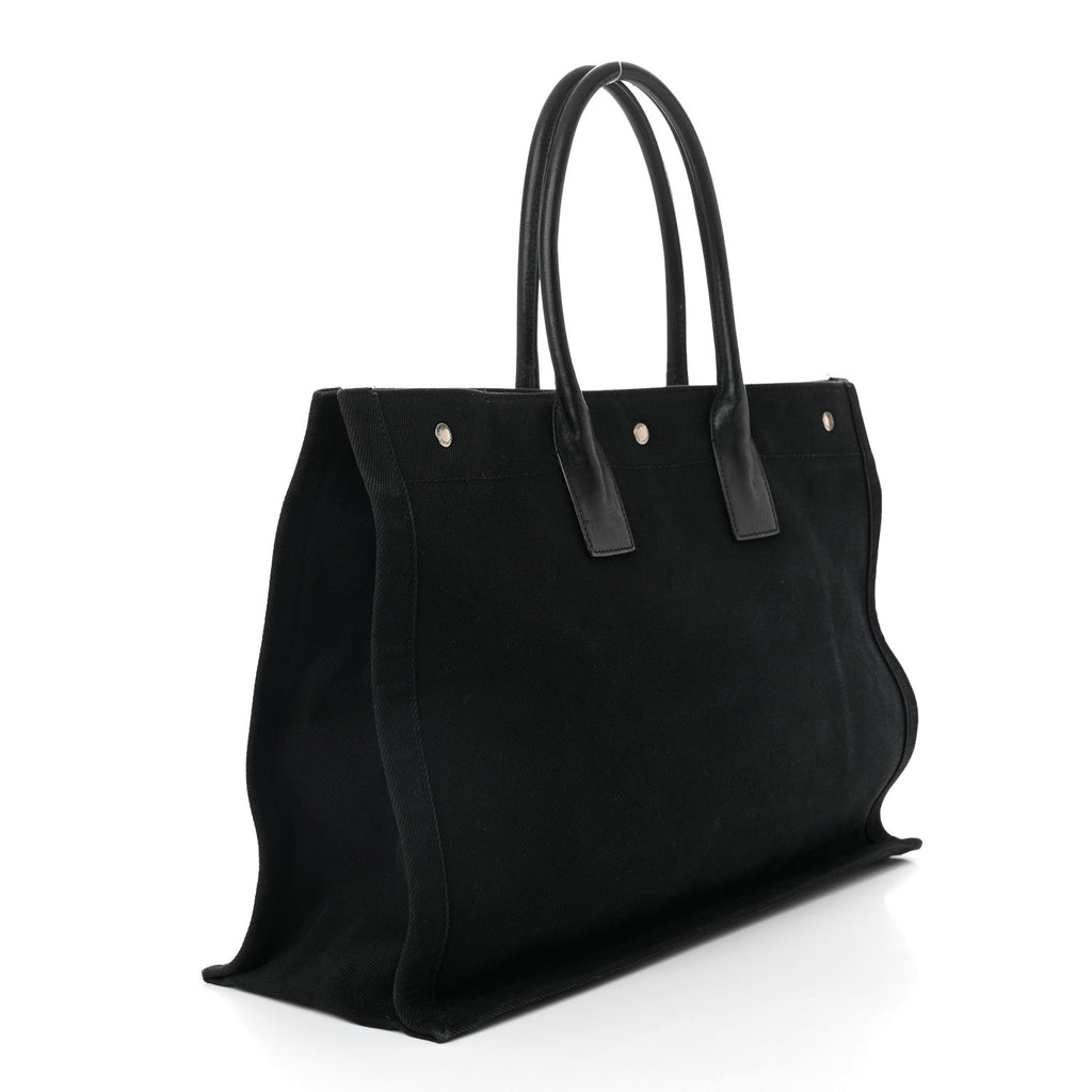 Linen Calfskin Rive Gauche Tote Black