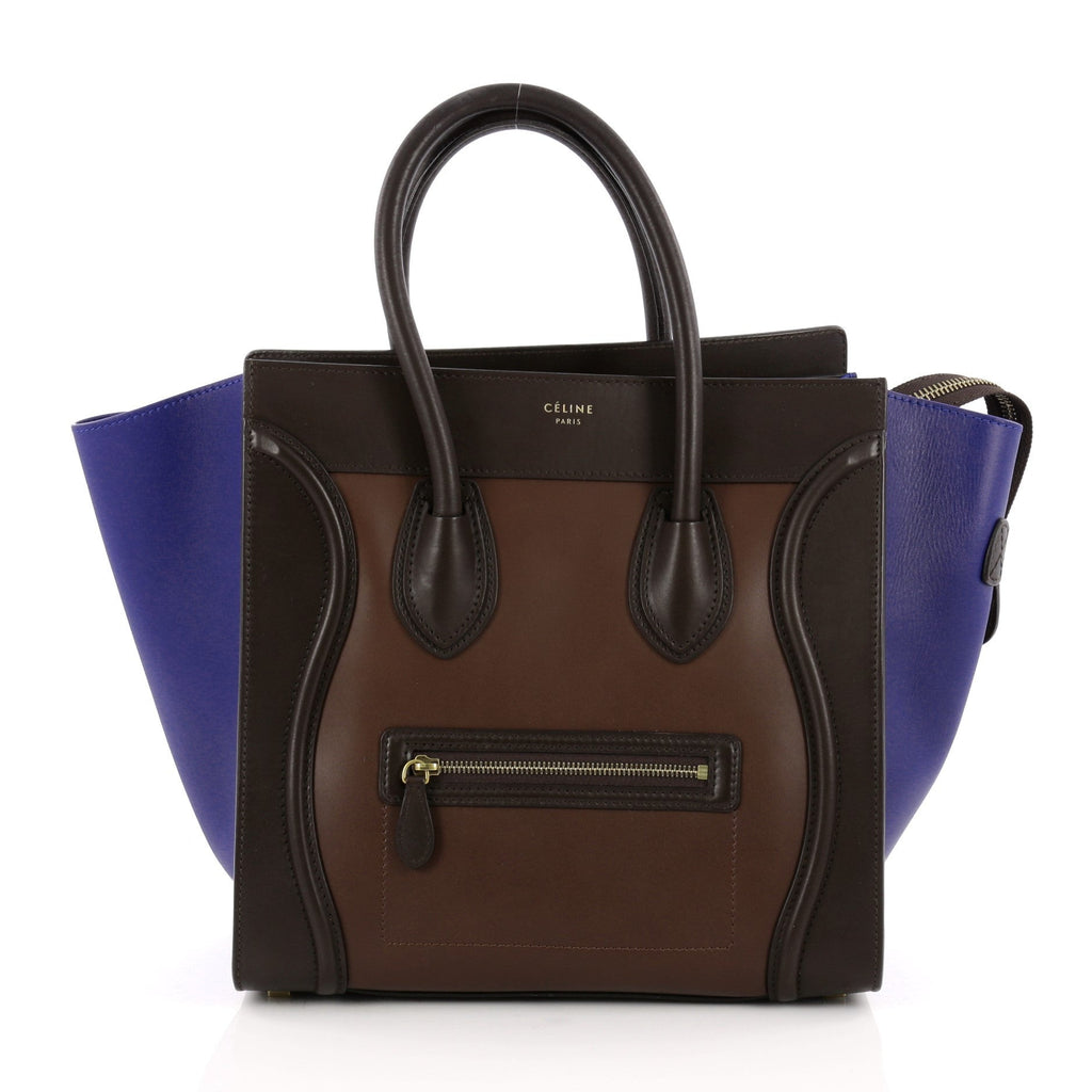 Tricolor Luggage Handbag Leather Mini