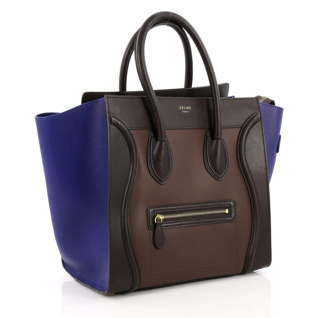Tricolor Luggage Handbag Leather Mini