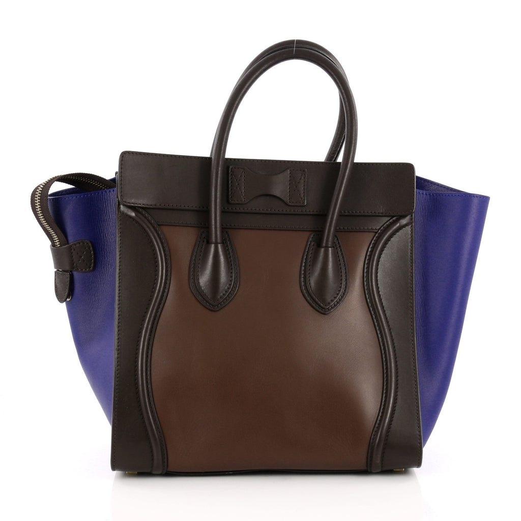 Tricolor Luggage Handbag Leather Mini