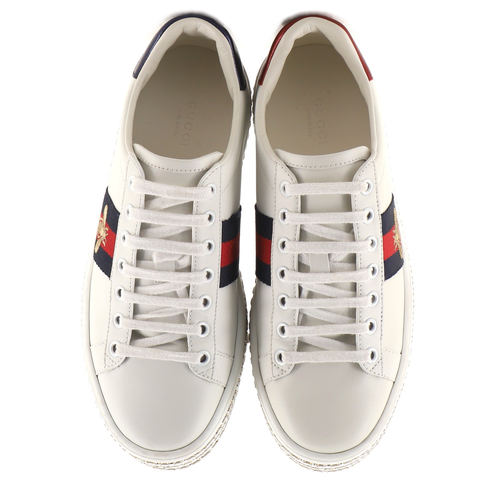 Women's Ace Web Platform Sneakers Leather with Crystals