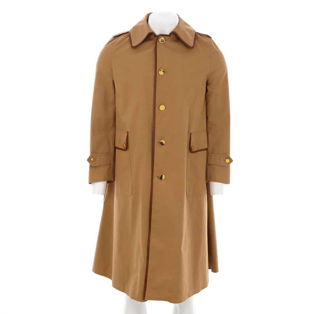 Men's Button Up Full-Length Trench Coat Cotton