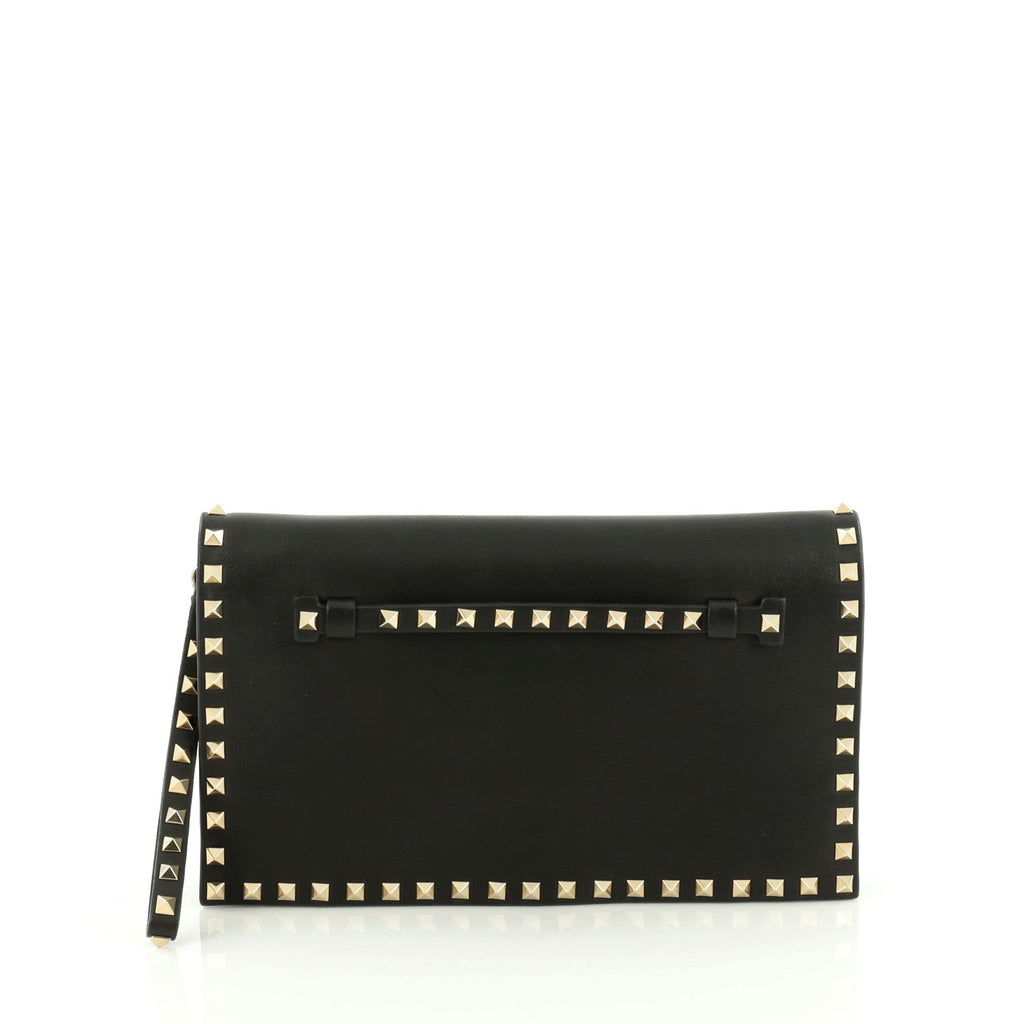 Rockstud Flap Clutch Leather