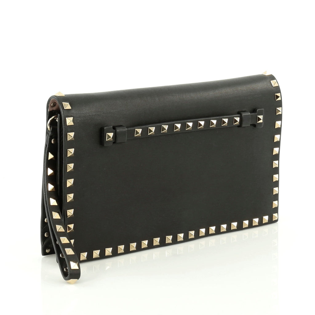Rockstud Flap Clutch Leather