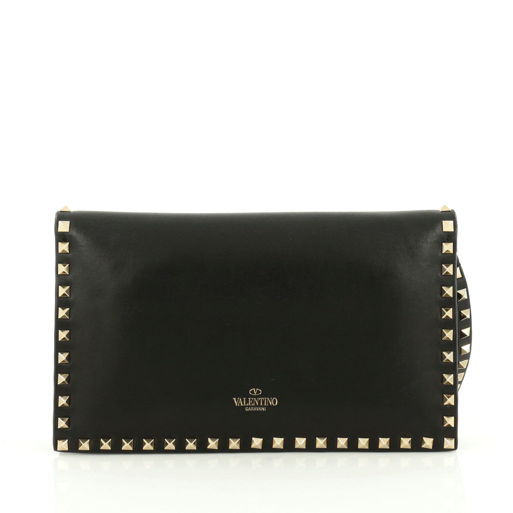 Rockstud Flap Clutch Leather
