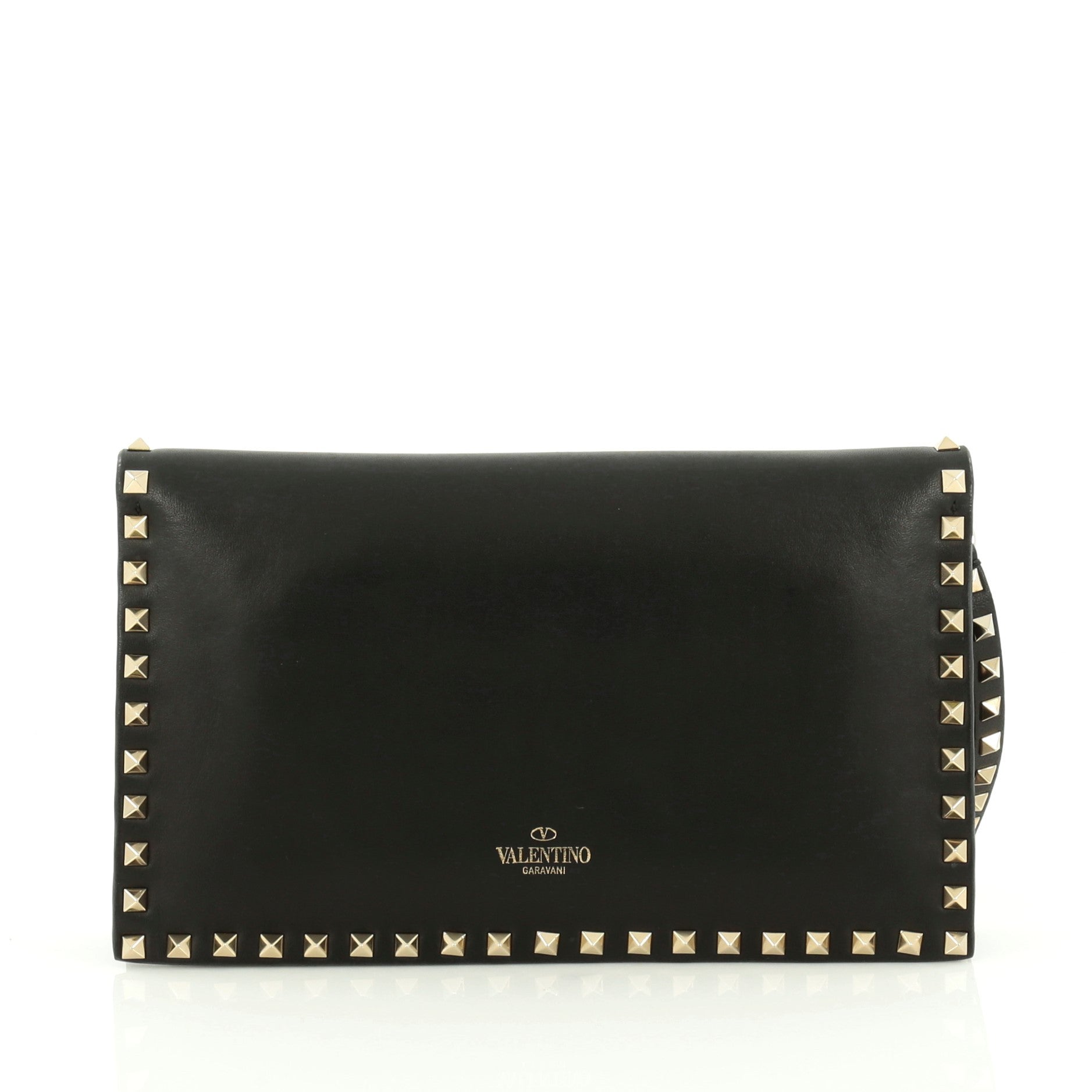 Rockstud Flap Clutch Leather