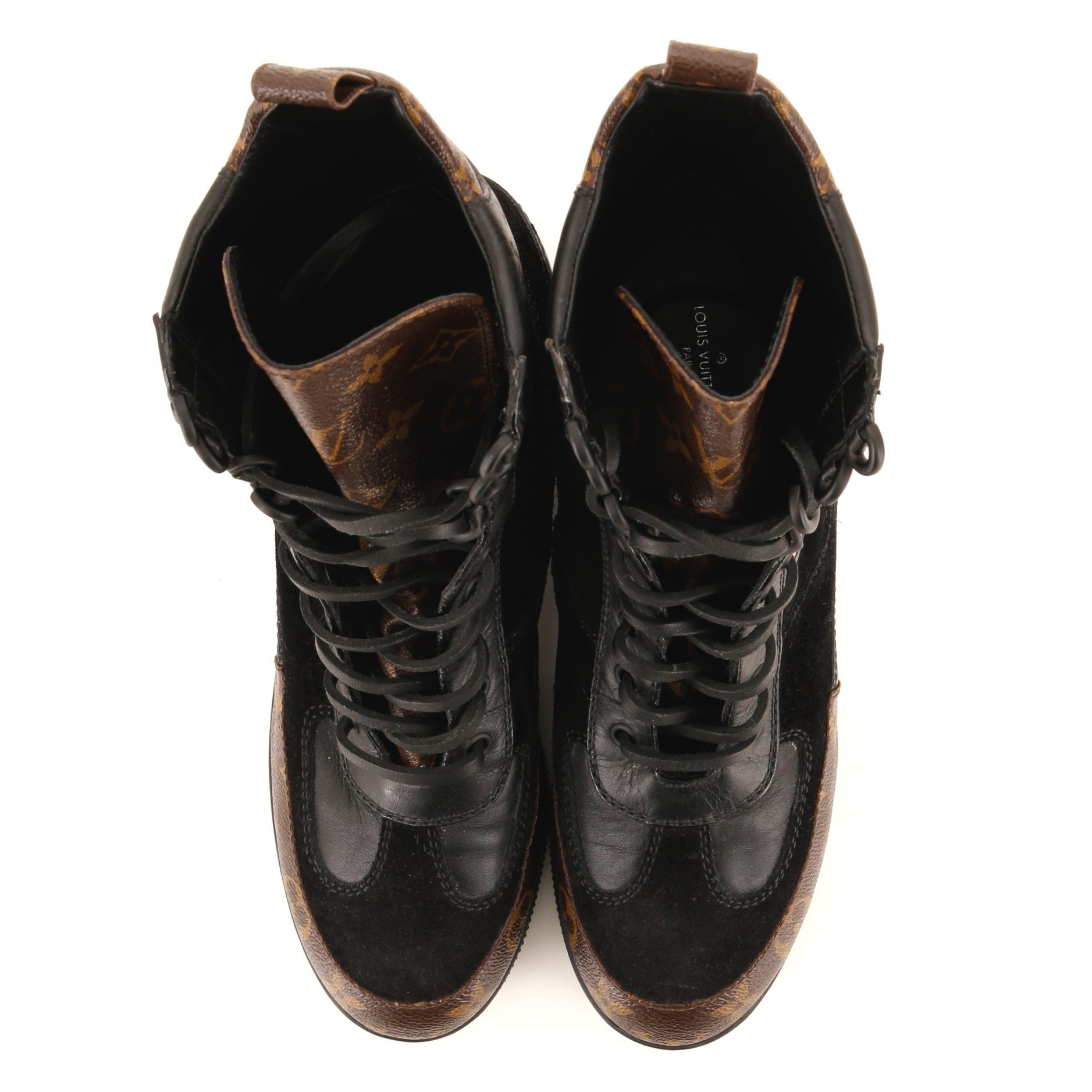 Women's Laureate Platform Desert Boots Limited Edition World Tour Suede with Monogram Canvas and Leather