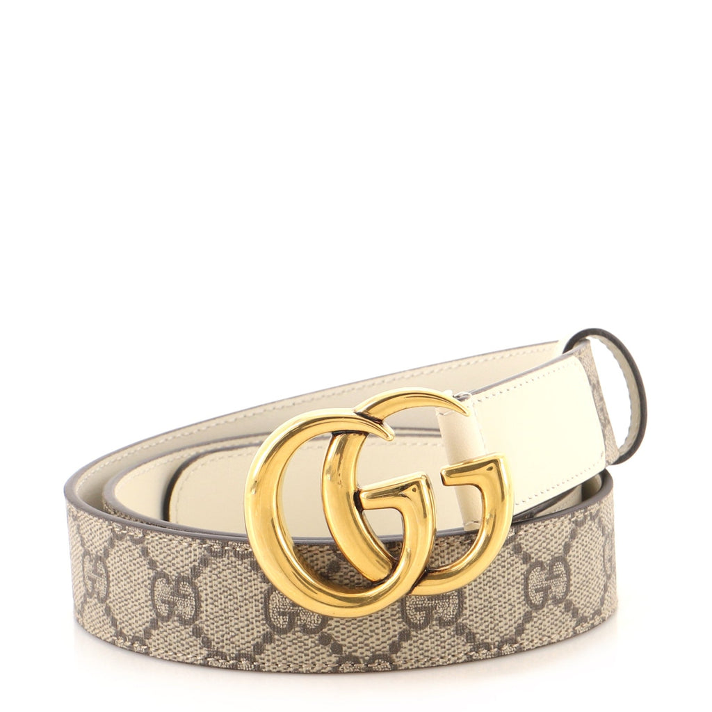 GG Marmont Belt Leather and Coated Canvas Thin 90