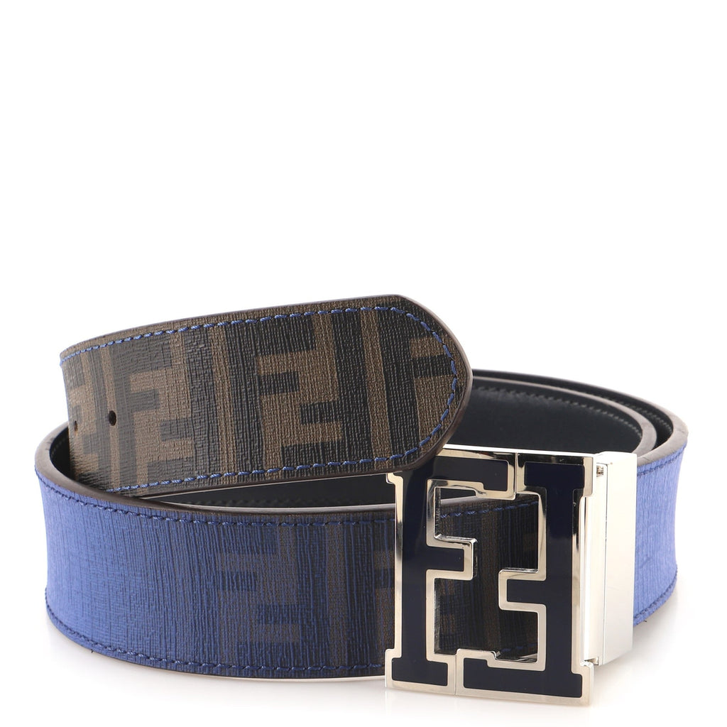 FF Buckle Reversible Belt Zucca Coated Canvas Wide 100