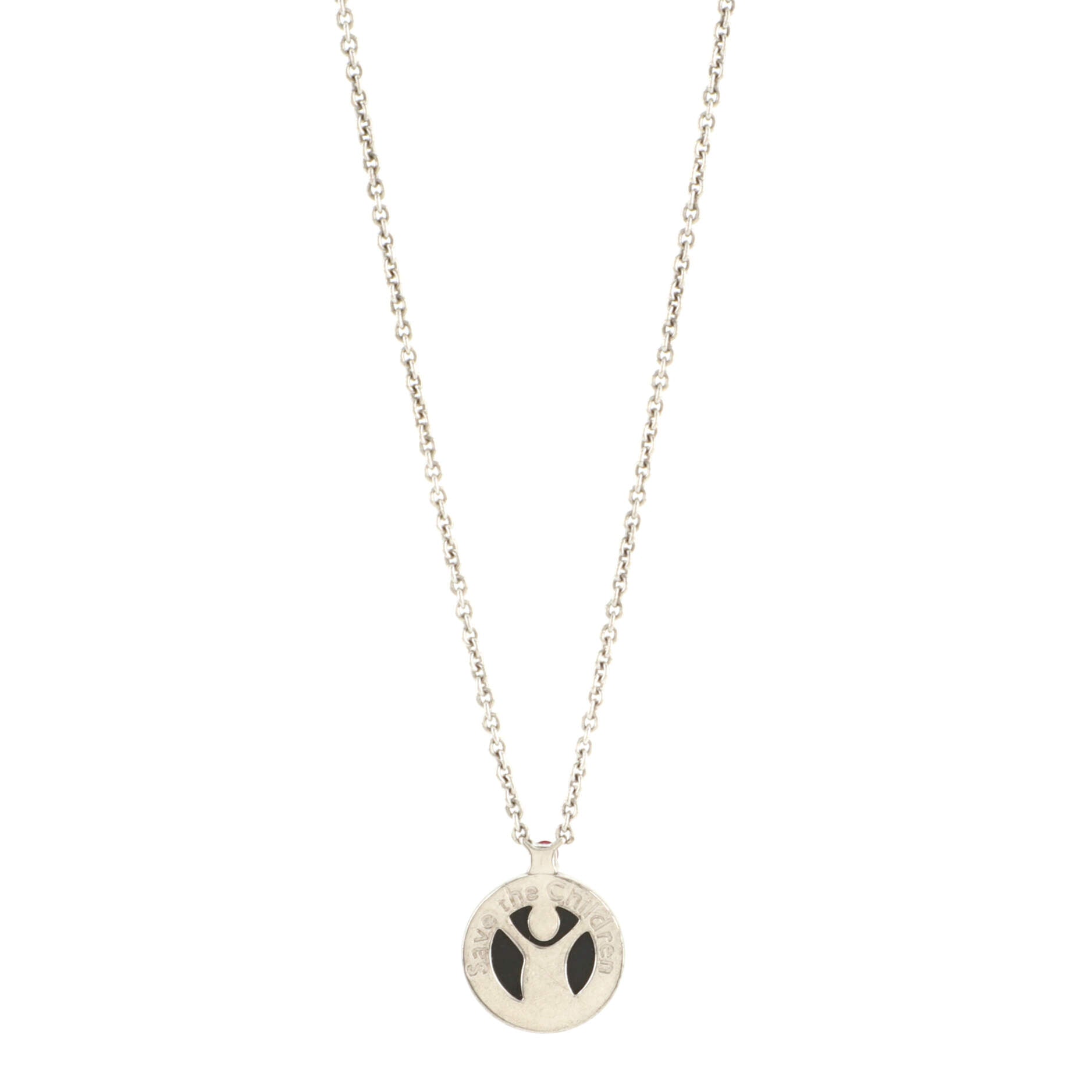 B.Zero1 Save the Children Pendant Necklace Sterling Silver with Onyx and Ruby