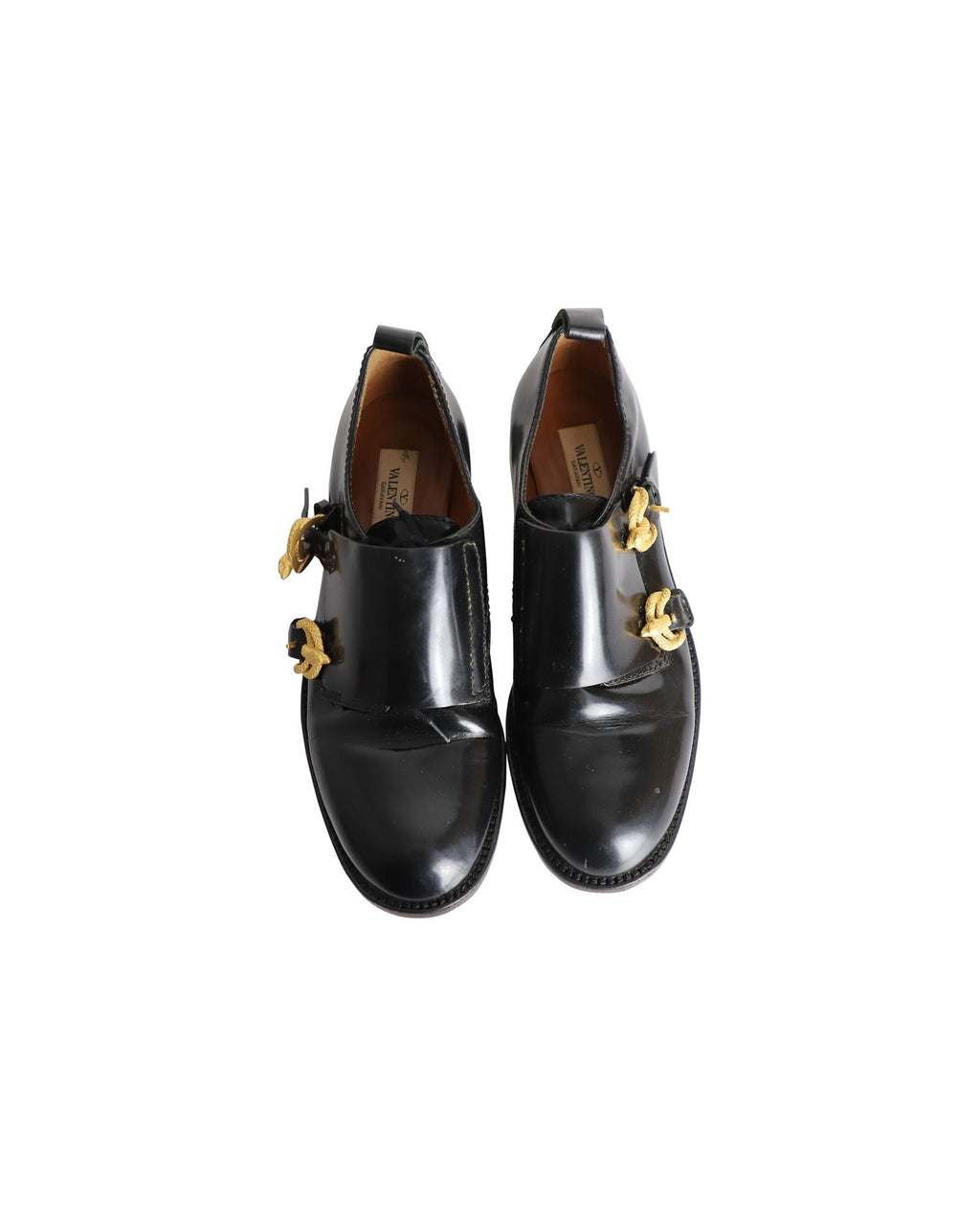 Valentino Serpentine Monk Shoes in Black Leather