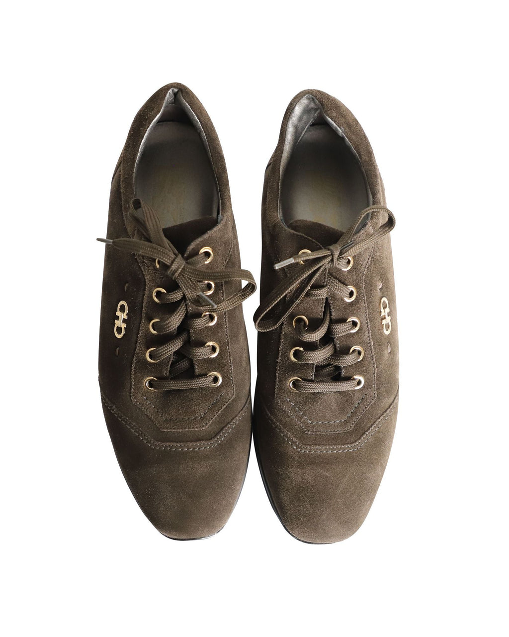 Salvatore Ferragamo Lace-Up Sneakers in Brown Suede