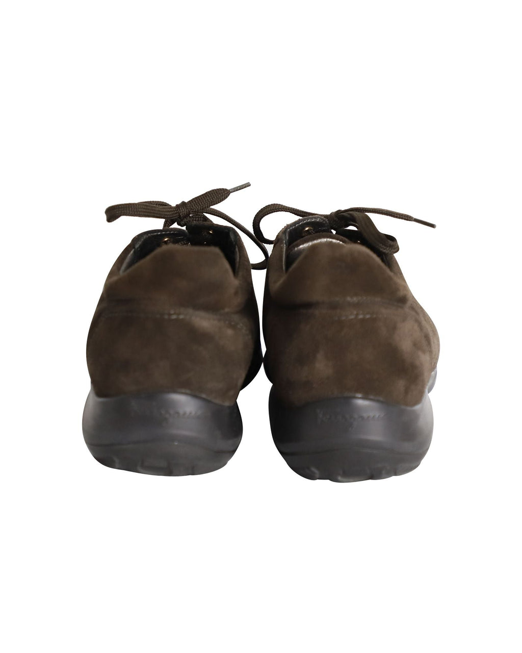 Salvatore Ferragamo Lace-Up Sneakers in Brown Suede