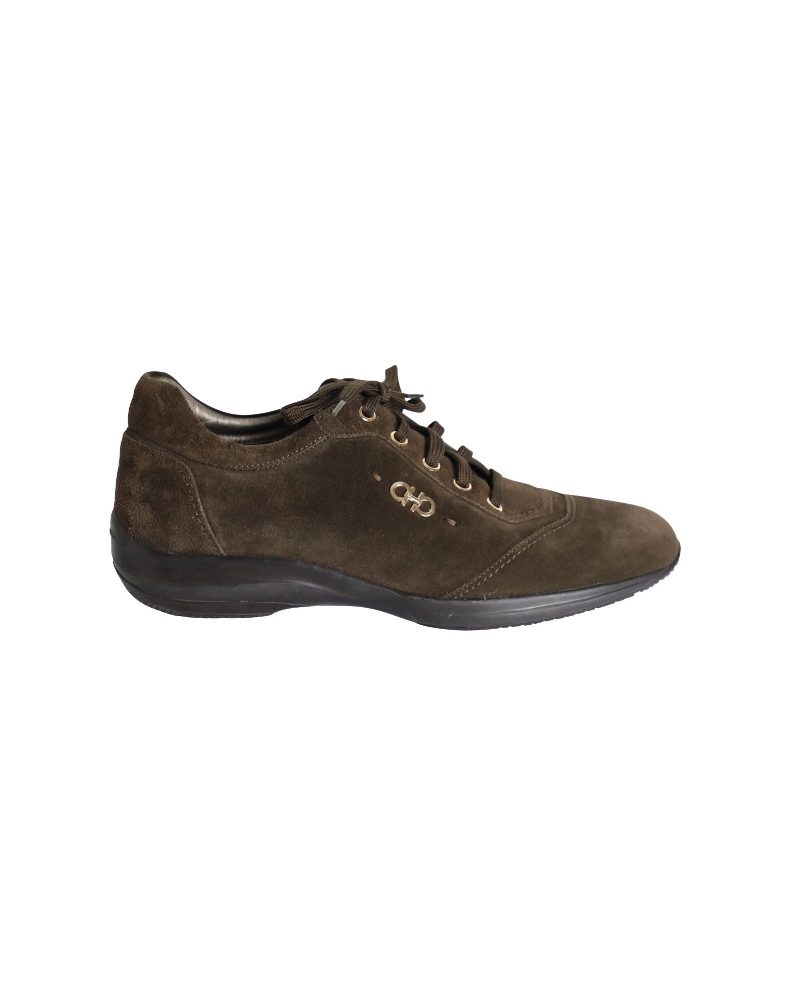 Salvatore Ferragamo Lace-Up Sneakers in Brown Suede