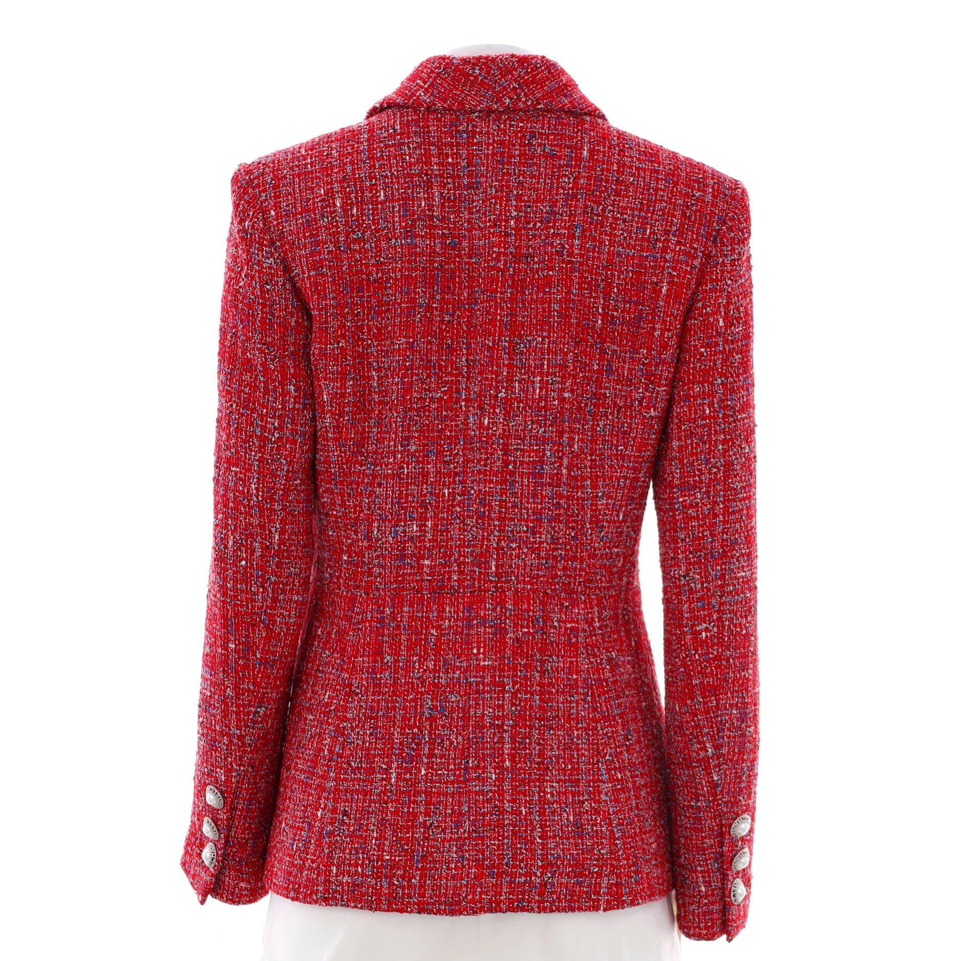 Women's Double Pocket Pearl Button Jacket Tweed