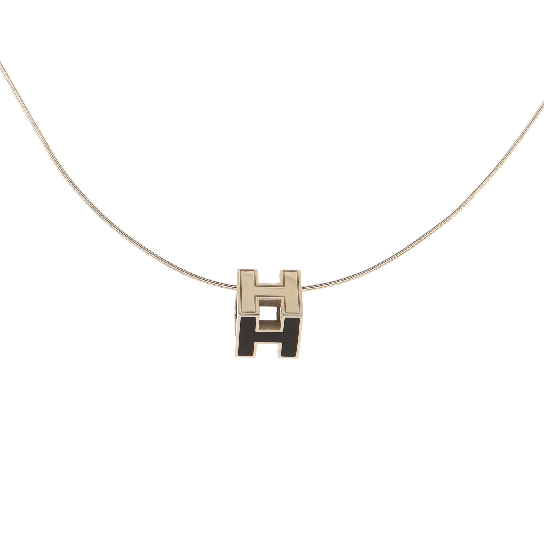 Cage d'H Pendant Necklace Metal with Enamel