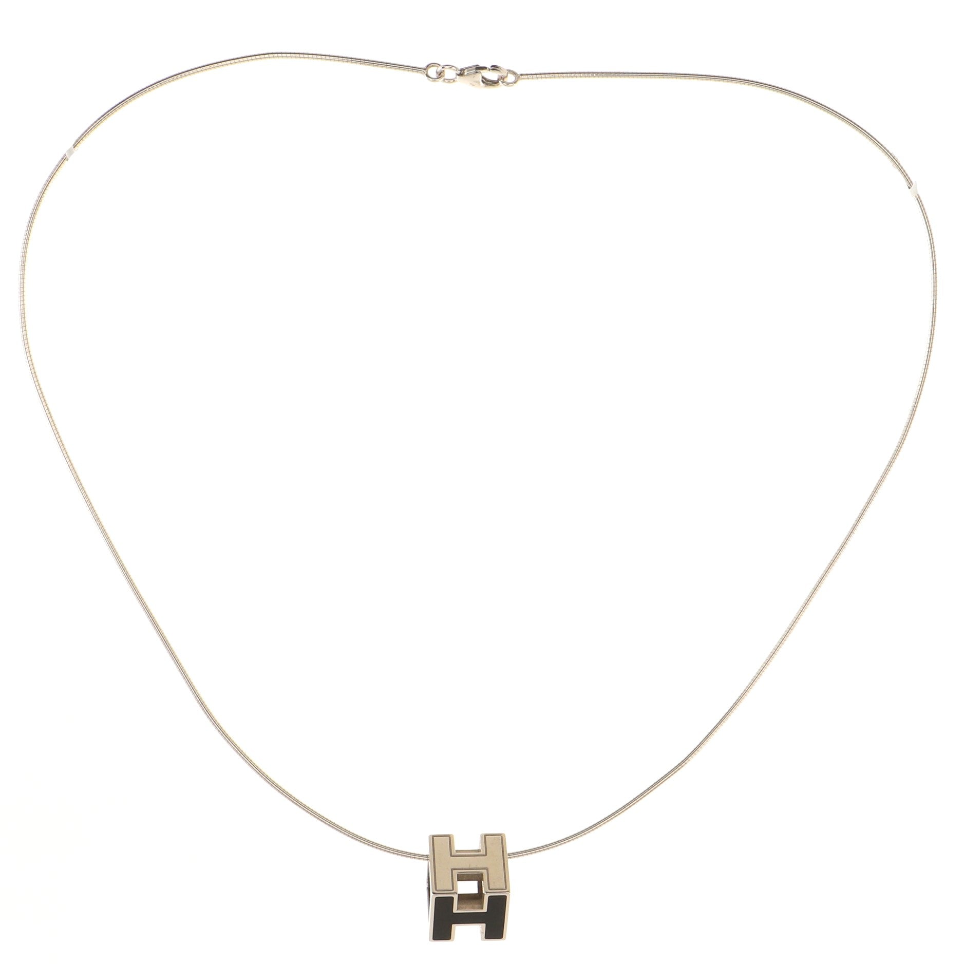 Cage d'H Pendant Necklace Metal with Enamel