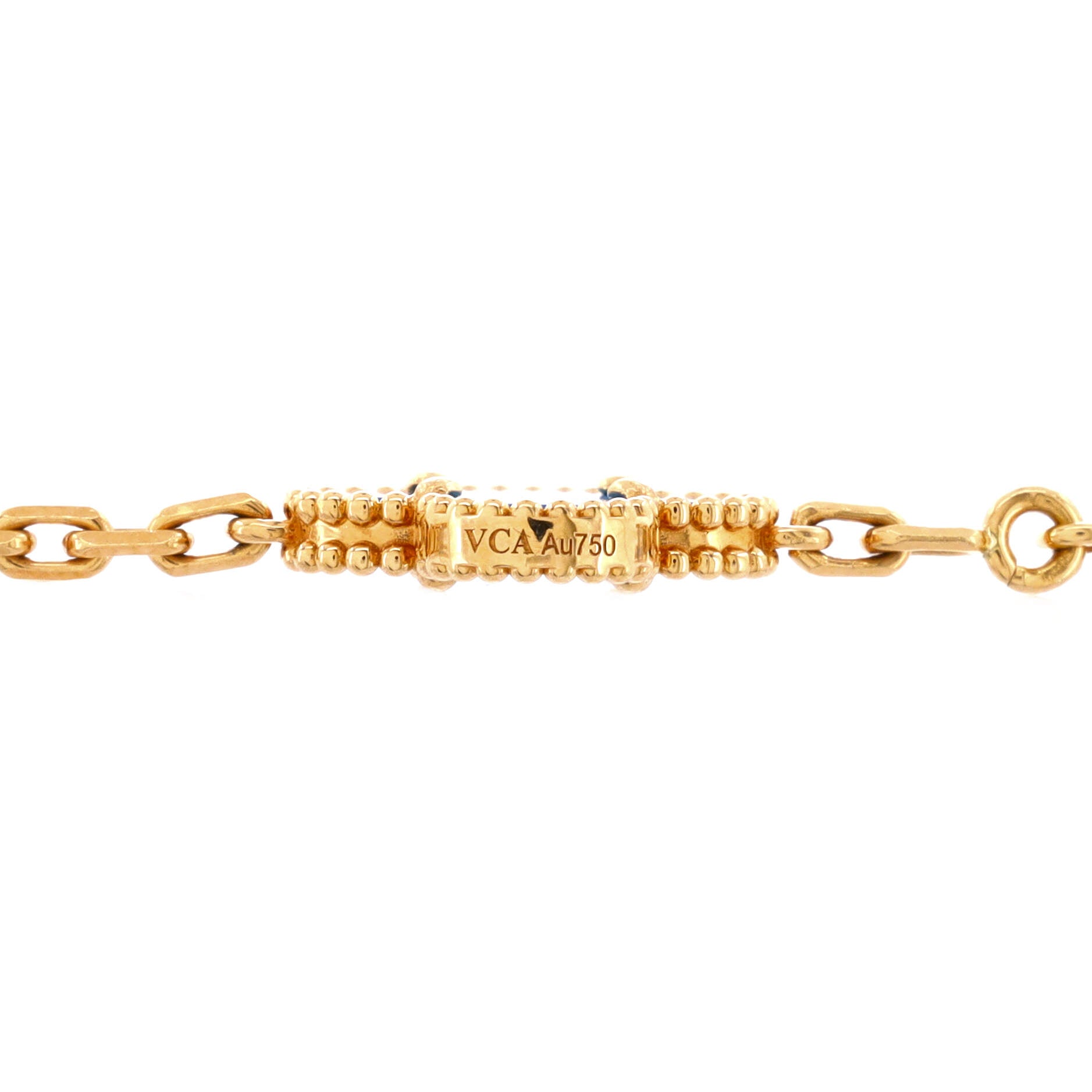 Vintage Alhambra 10 Motifs Necklace 18K Yellow Gold and Agate