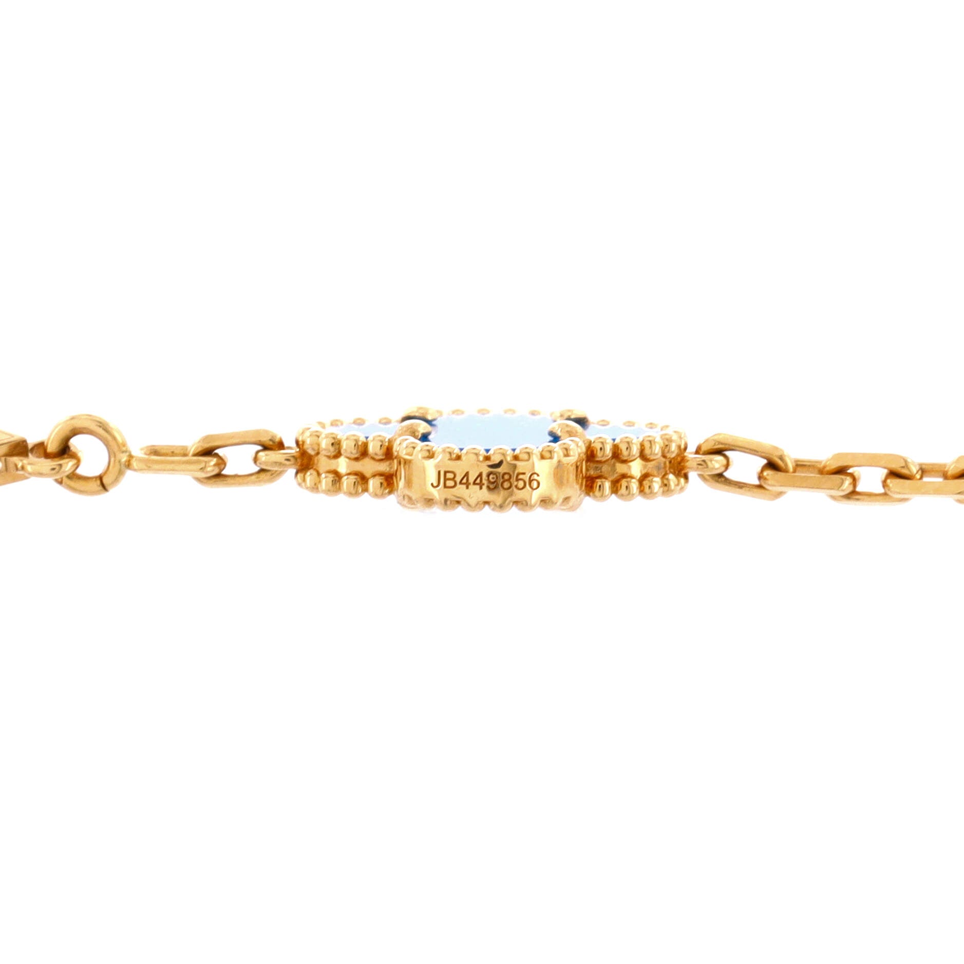Vintage Alhambra 10 Motifs Necklace 18K Yellow Gold and Agate