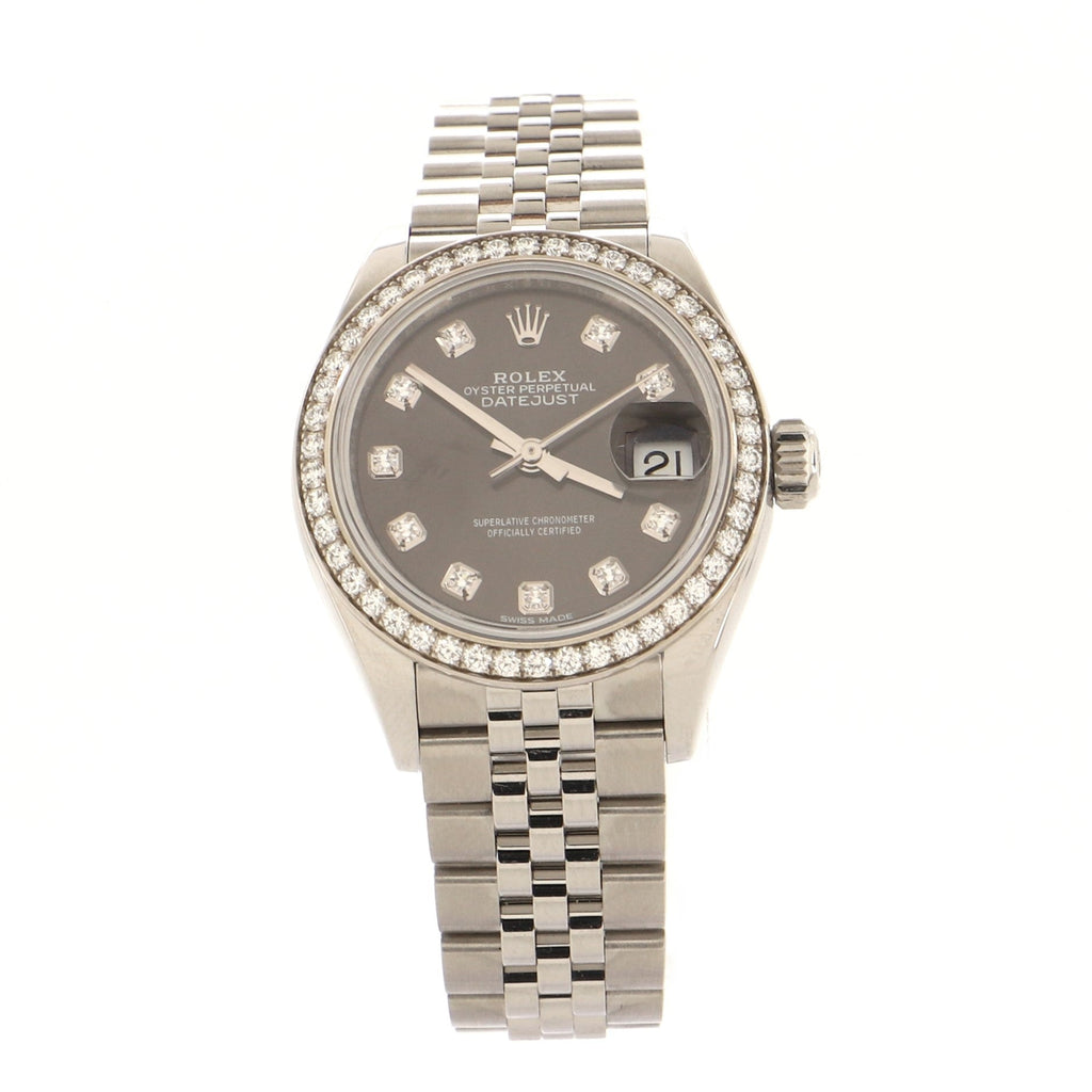 Oyster Perpetual Datejust Automatic Watch Stainless Steel and White Gold with Diamond Bezel and Markers 28