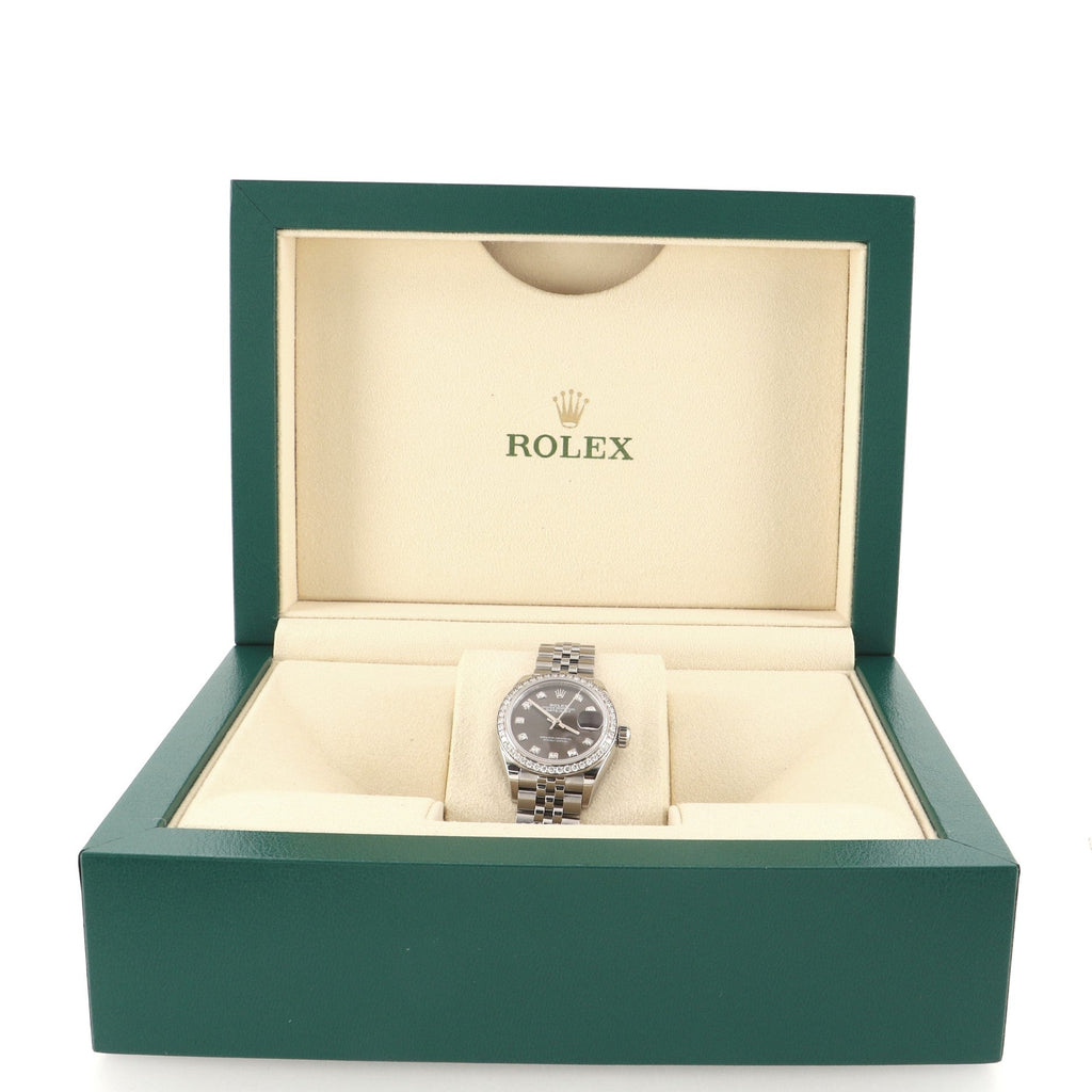 Oyster Perpetual Datejust Automatic Watch Stainless Steel and White Gold with Diamond Bezel and Markers 28