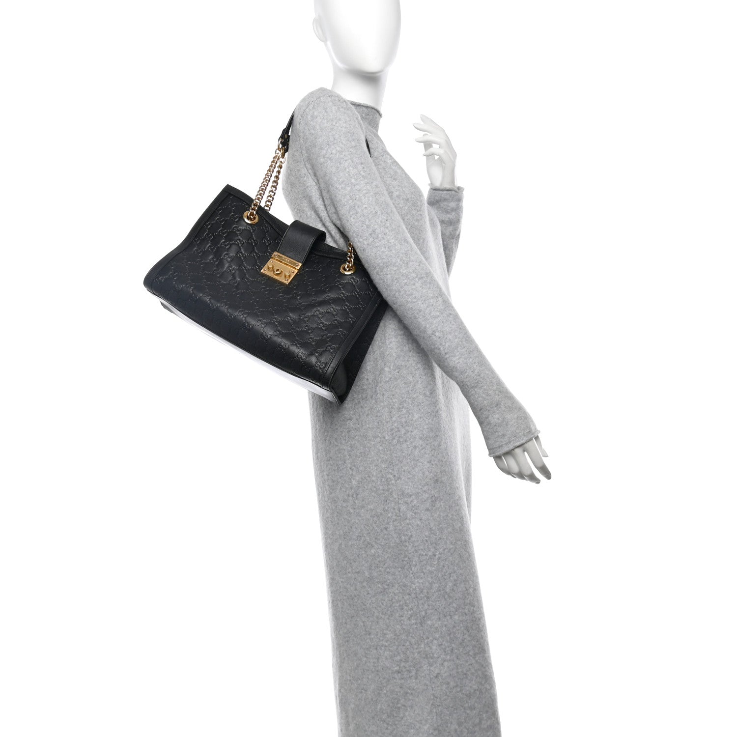 Guccissima Medium Padlock Tote Black