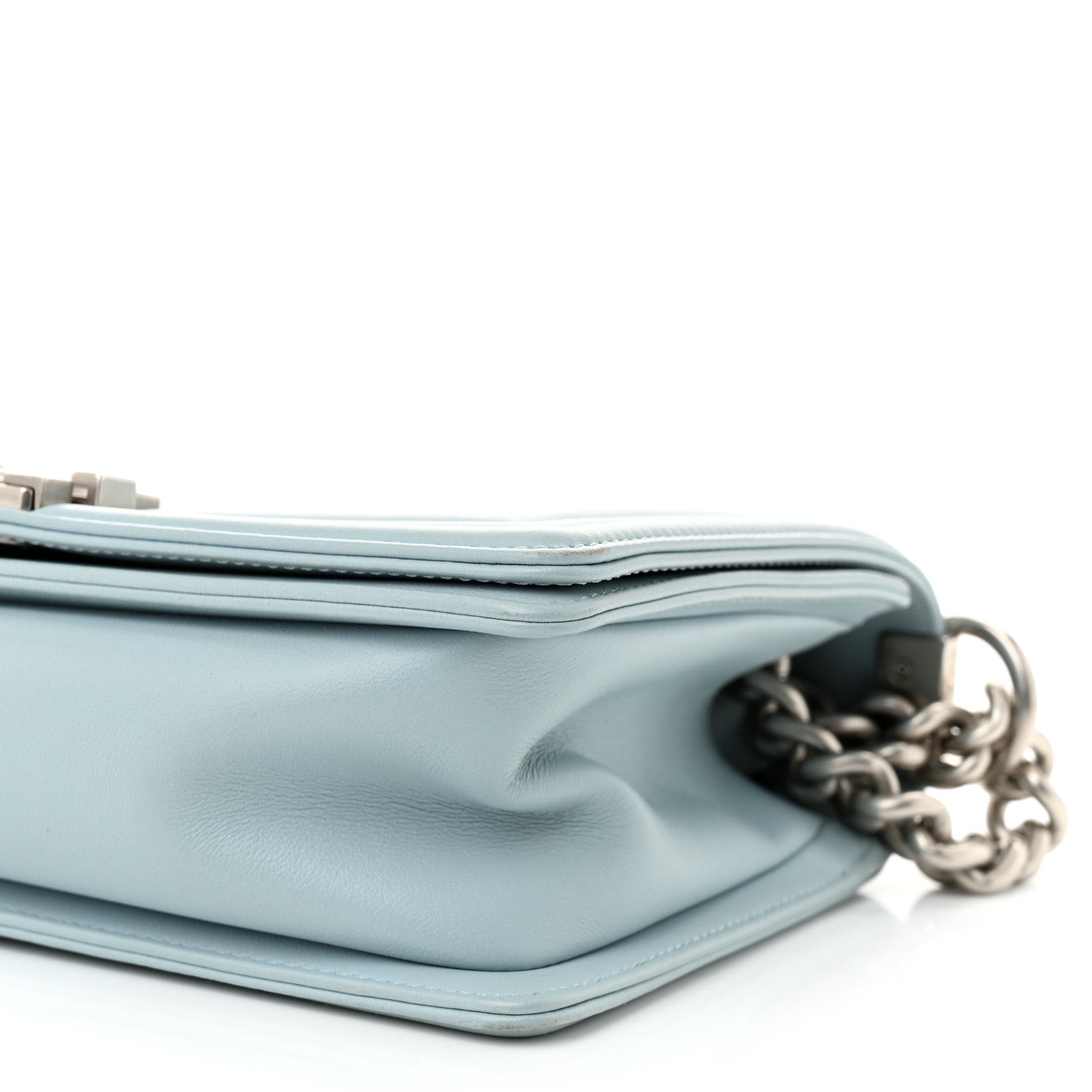 Calfskin Quilted Medium Boy Flap Light Blue