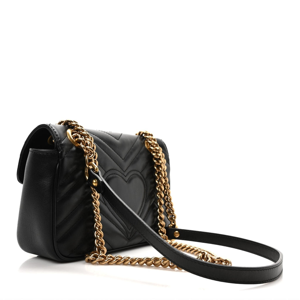 Calfskin Matelasse Small GG Marmont Shoulder Bag Black