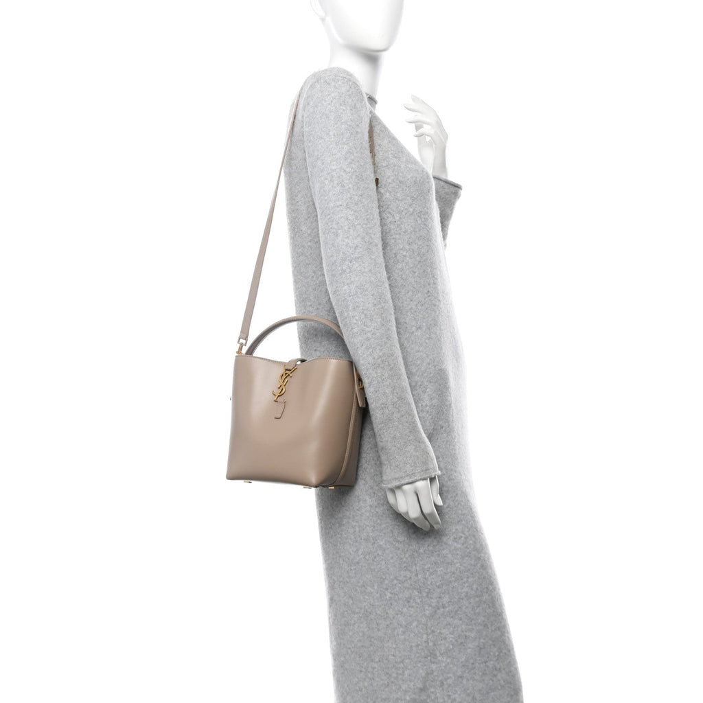 Shiny Calfskin Le 37 Small Bucket Bag Dark Beige