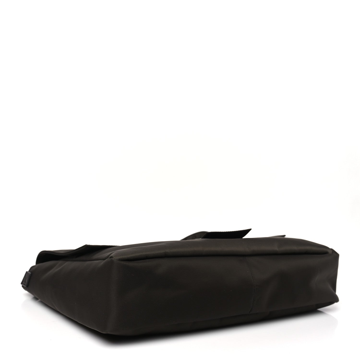 Econyl Nylon Cuoio Romano Monochrome Large Baguette Messenger Bag Ebano