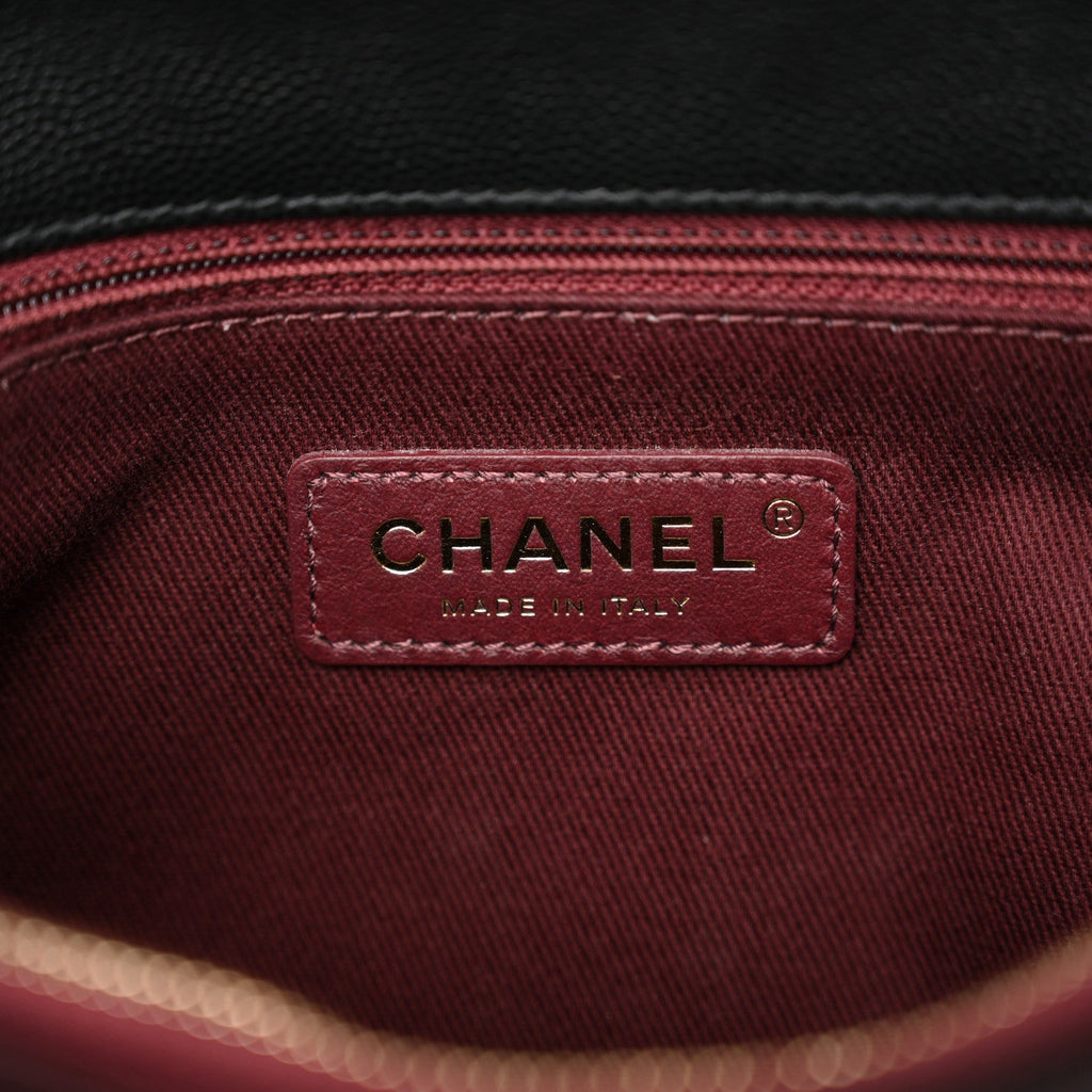 Caviar Quilted Small Coco Handle Flap Black