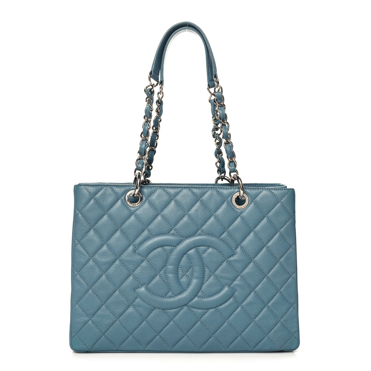 Caviar Quilted Grand Shopping Tote GST Blue