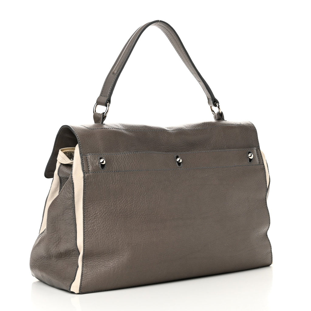 Calfskin Canvas Large Muse Two Grey