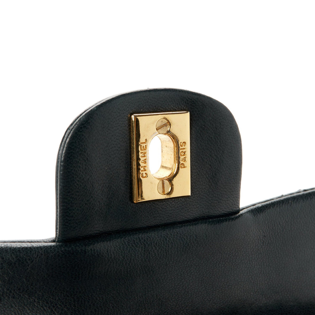 Lambskin Quilted Small Double Flap Black