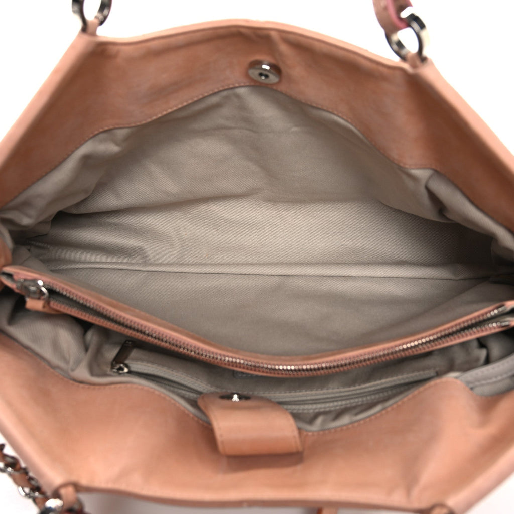 Iridescent Calfskin Quilted Small Sea Hit Tote Light Pink